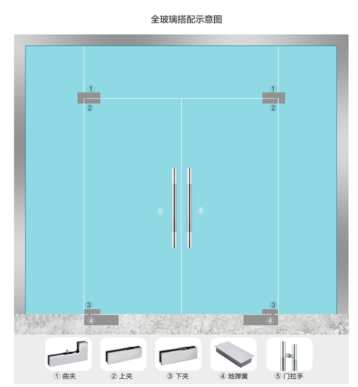 松下無(wú)框玻璃門(mén)地彈簧重型木門(mén)有框門(mén)地彈簧配件P-222