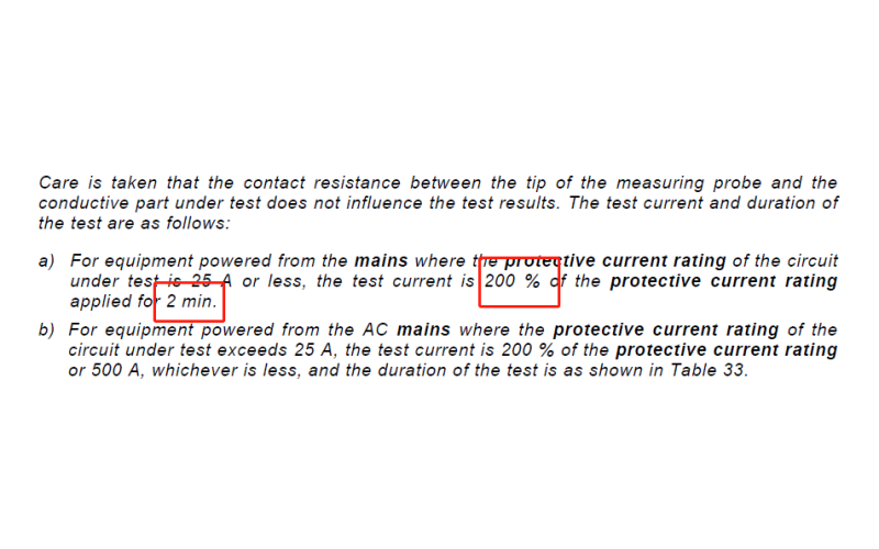 IEC 60601-1中接地阻抗打32A還是40A？